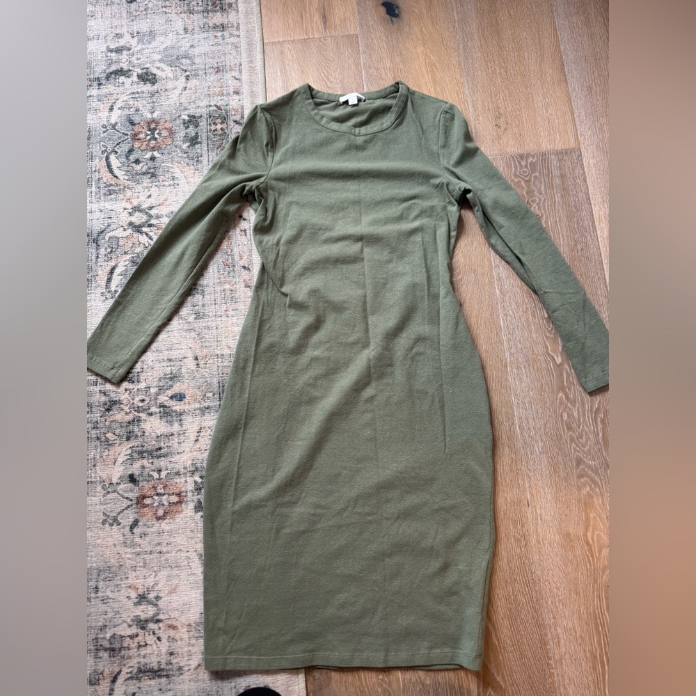KOOKAI Olive Sage Green Long Sleeve MIDI Bodycon dress medium